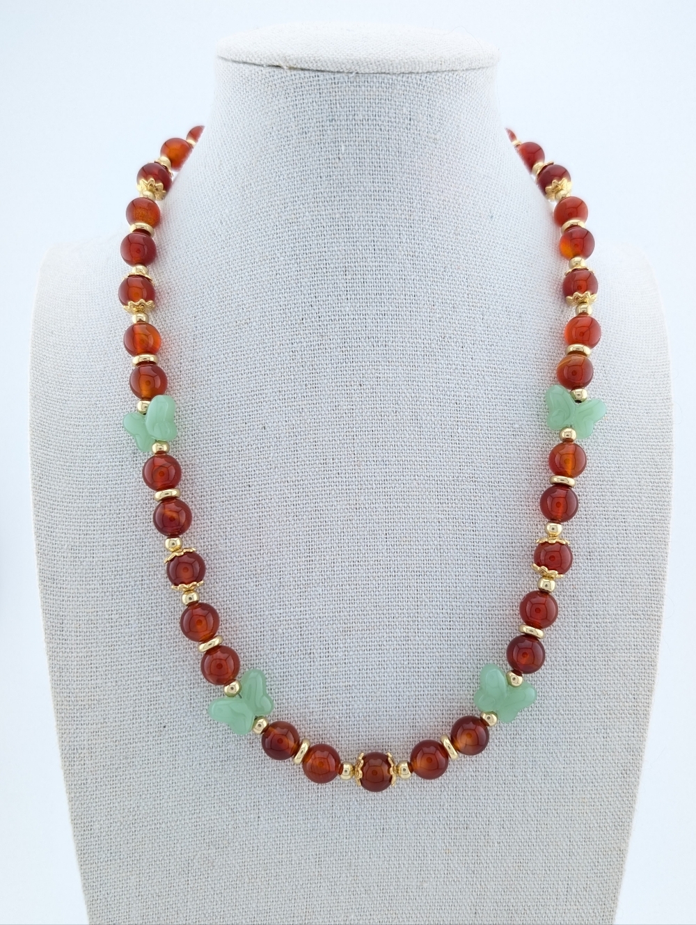 Artisan Carnelian Butterfly Necklace - Unique Handmade Jewelry - D106
